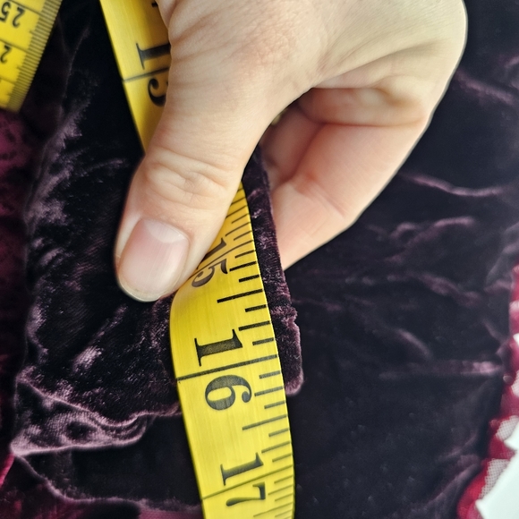 Sarissa Designs, Velvet Purple Red Boho Ruffles Skirt, - Picture 10 of 11